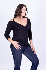 Angelino Shoulder-Framed Wrapped Blouse