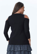 Angelino Chain Detail Long Sleeve T-Shirt On The Shoulder
