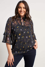 Angelino Lace-Up Undershirt Chiffon Blouse