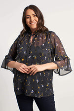 Angelino Lace-Up Undershirt Chiffon Blouse