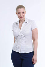 Angelino Gathered Front Short Sleeve Shirt