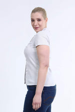 Angelino Gathered Front Short Sleeve Shirt