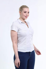 Angelino Gathered Front Short Sleeve Shirt