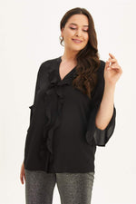 Angelino Frilly Front Ruffle Sleeve Blouse