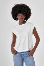 Ecru T-Shirt with Stones on the Front