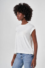 Ecru T-Shirt with Stones on the Front