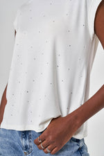 Ecru T-Shirt with Stones on the Front