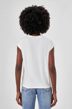 Ecru T-Shirt with Stones on the Front