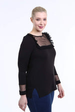 Angelino Front and Sleeve Tulle Detailed Blouse
