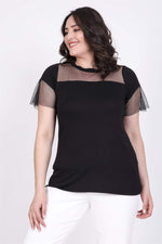 Angelino Front And Arms T-Shirt With Tulle Detail