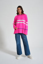 Over Striped Fuchsia Knitwear Tunic