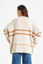 Over Striped Stone Knitwear Tunic