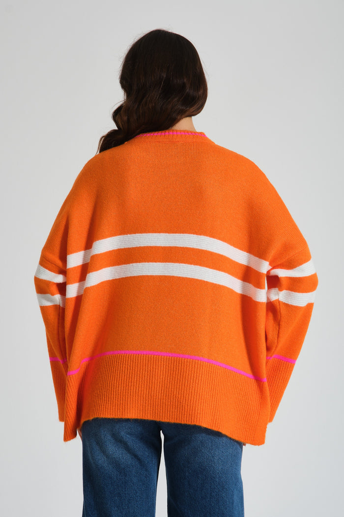 Over Striped Orange Knitwear Tunic