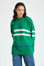 Over Striped Green Knitwear Tunic