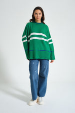Over Striped Green Knitwear Tunic