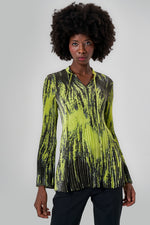 Patterned Pleated Green Tunic