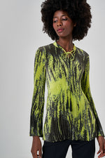 Patterned Pleated Green Tunic