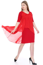 Plus Size Chffon Midi Dress  KL7052 Red