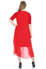 Plus Size Chffon Midi Dress  KL7052 Red