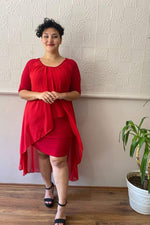 Plus Size Chffon Midi Dress  KL7052 Red