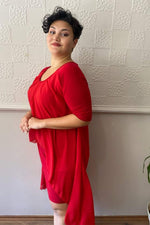 Plus Size Chffon Midi Dress  KL7052 Red
