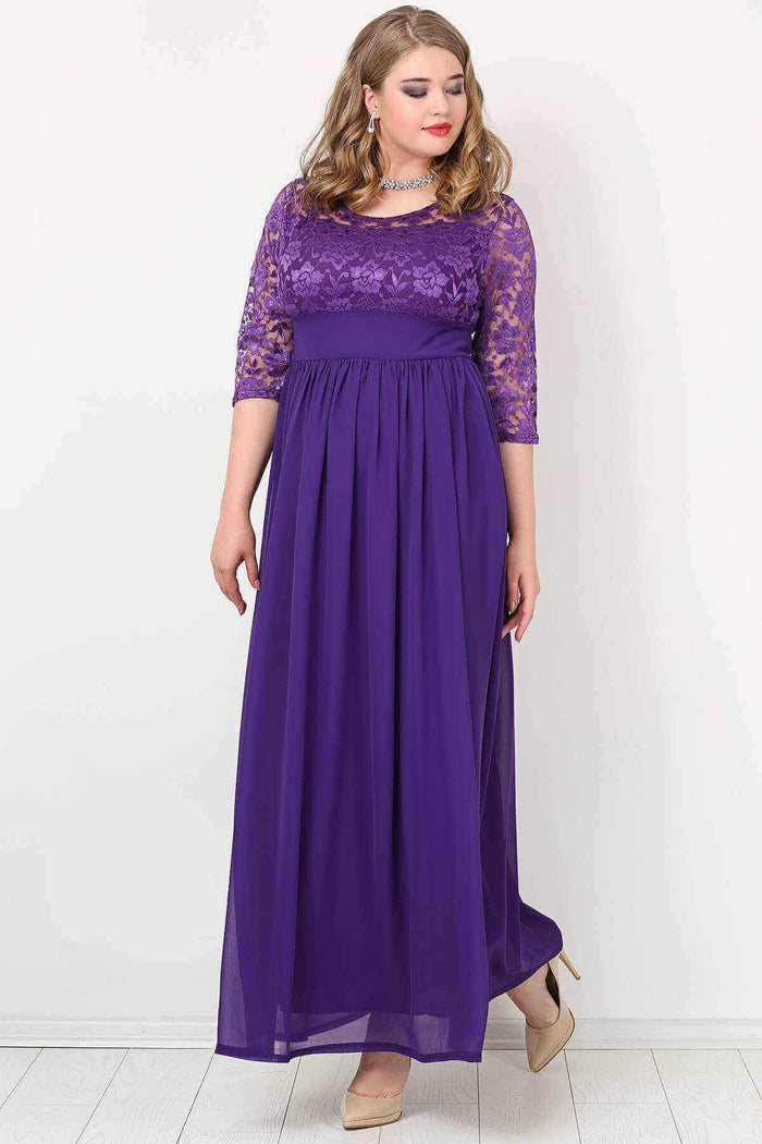 Plus Size Chiffon Lycra Long Evening Dress KL4009K