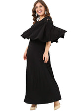 Ruffled Collar Long Sleeve Evening Dress DD792