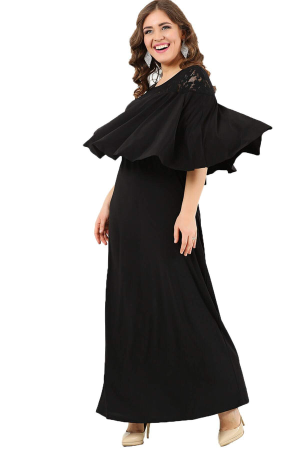 Ruffled Collar Long Sleeve Evening Dress DD792