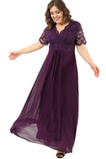 Guipure Chiffon Plus Size Evening Dress DD793