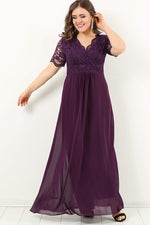 Guipure Chiffon Plus Size Evening Dress DD793