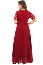 Guipure Chiffon Plus Size Evening Dress DD793