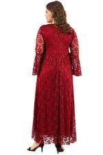Large Size Sleeve Ruffle Lace Dress DD791