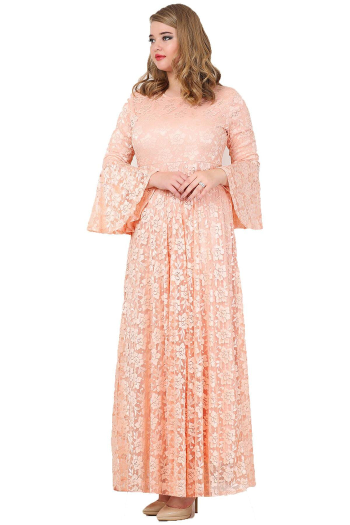 Large Size Full Lace Hijab Dress KL791T