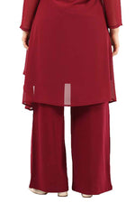 Plus Size Lycra Evening Dress Pants DD94P claret red