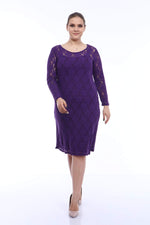 Large Size Lycra Lace Evening Dress KL15154 Purple