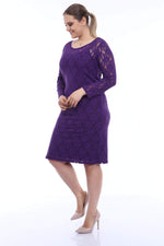 Large Size Lycra Lace Evening Dress KL15154 Purple