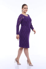 Large Size Lycra Lace Evening Dress KL15154 Purple