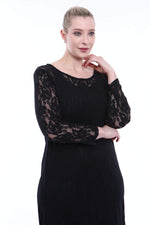 Large Size Lycra Lace Evening Dress KL15154 Black