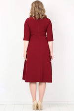 Plus Size Pockets Dress KL778 Burgundy