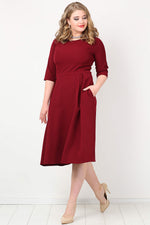 Plus Size Pockets Dress KL778 Burgundy
