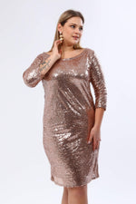 Plus Size Sequin Evening Dress KL5601 powder