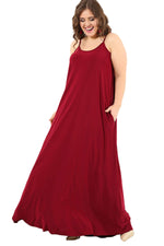 Large Size Sport Pocket Strappy Long Dress DD799
