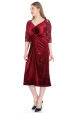 Plus Size Velvet Evening Dress   KL8755K Claret Red