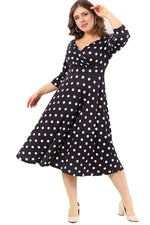 Polka Dot Lycra Large Size Evening Dress Short DD2404K