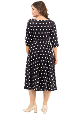Polka Dot Lycra Large Size Evening Dress Short DD2404K