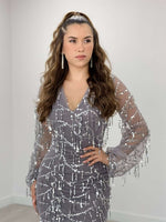 Paque Fringed Design Dress - Gray