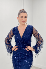 Pape Fringed Design Dress - Black