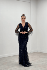 Pape Fringed Design Dress - Black