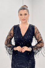 Pape Fringed Design Dress - Black