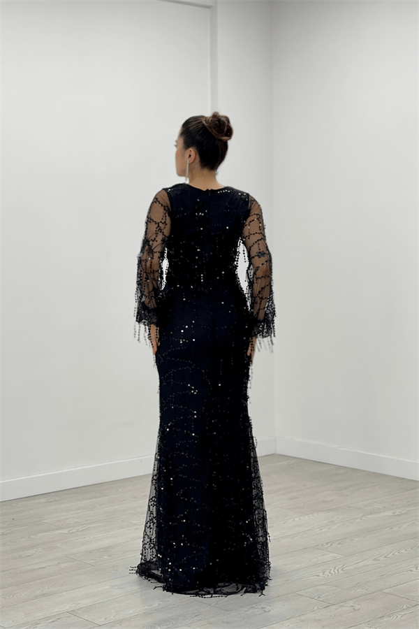 Pape Fringed Design Dress - Black
